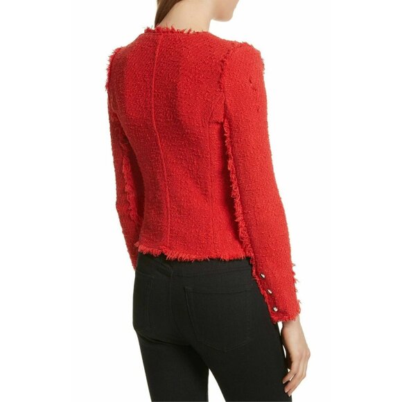 IRO AGNETTE RED DISTRESSED TWEED JACKET, LIKE NEW, SIZE: 34 / XS - Picture 7 of 8